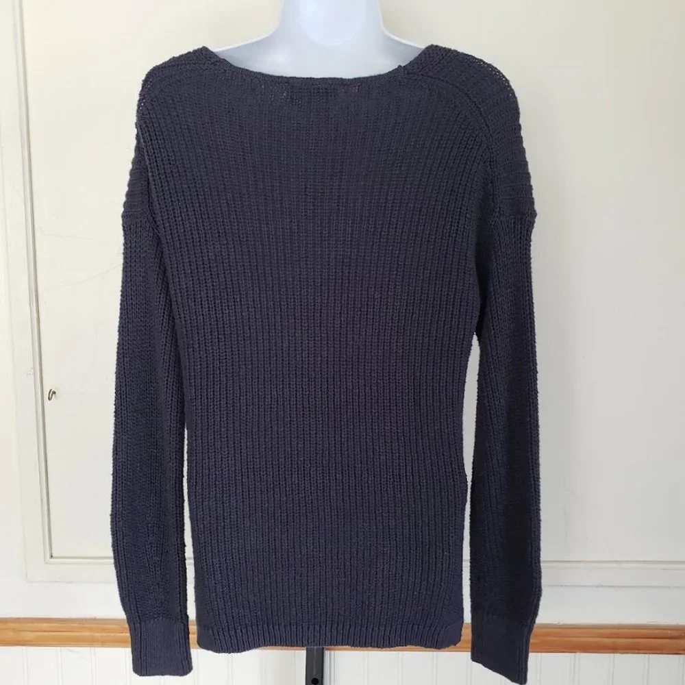Madewell Womens Sweater XXS Navy Blue Pullover V-neck Cotton Long Sleeve NEW - Picture 5 of 12